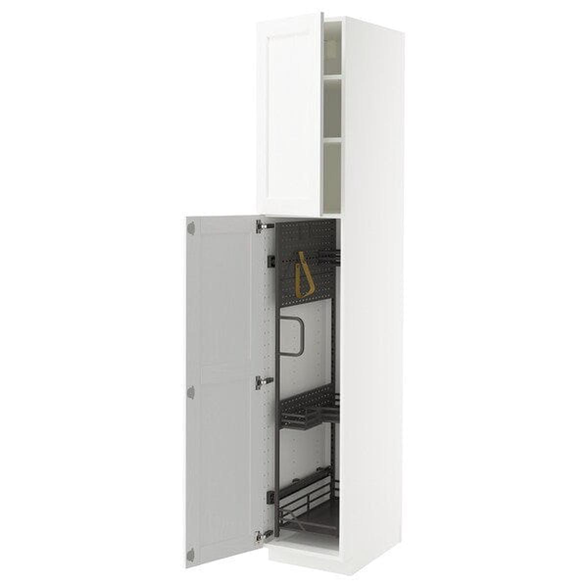 METOD high cabinet with cleaning interior, white Enkping/white wood effect, 40x60x220 cm