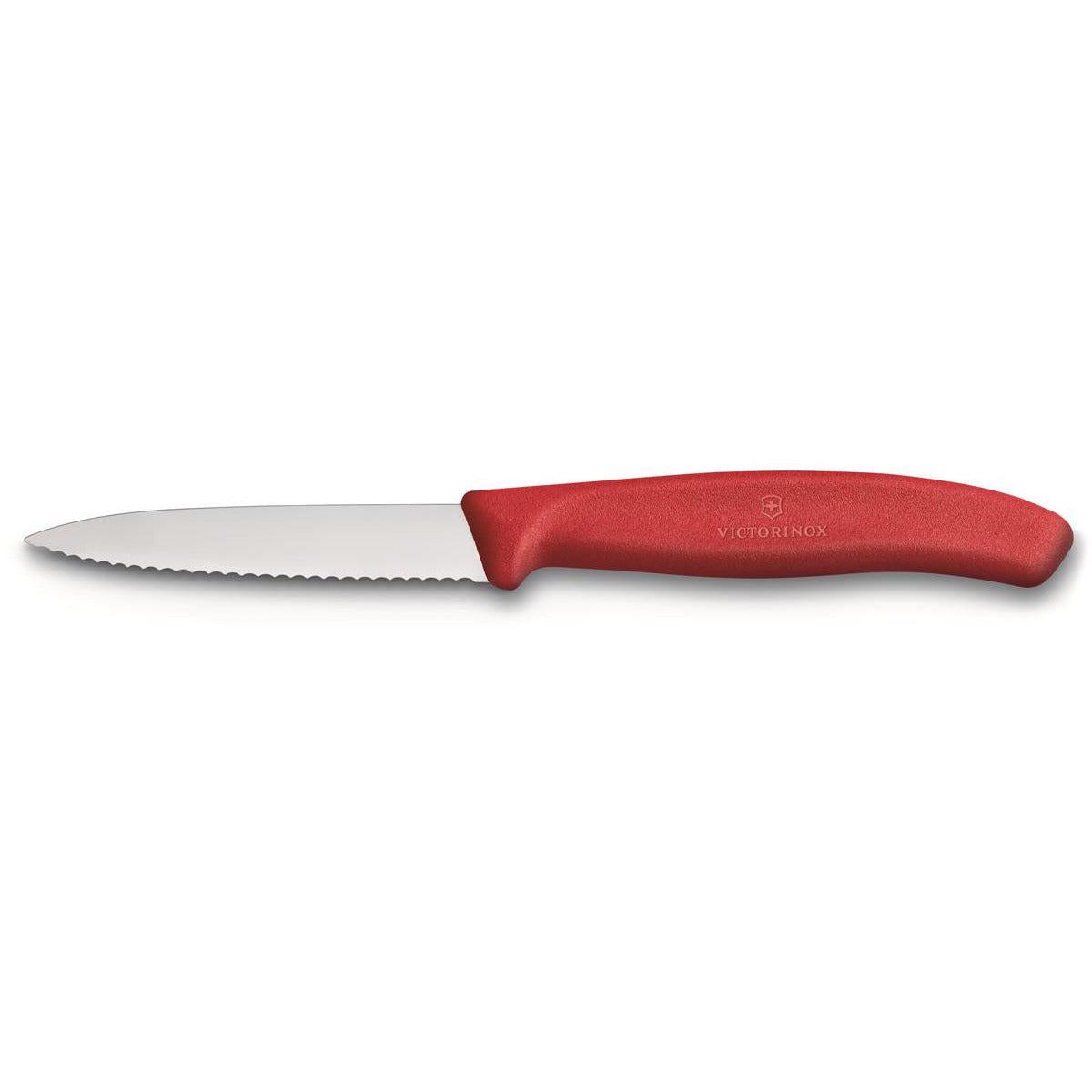 Paring Knife Wavy Edge Pointed Tip 8cm Red