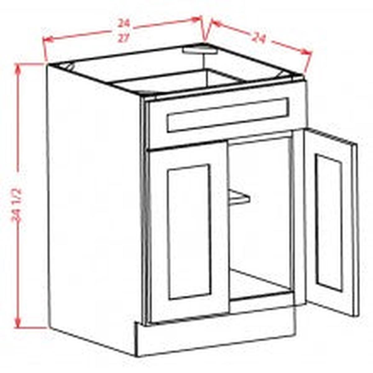 Rigby Mist Shaker 33" Base Cabinet Pre-Assembled