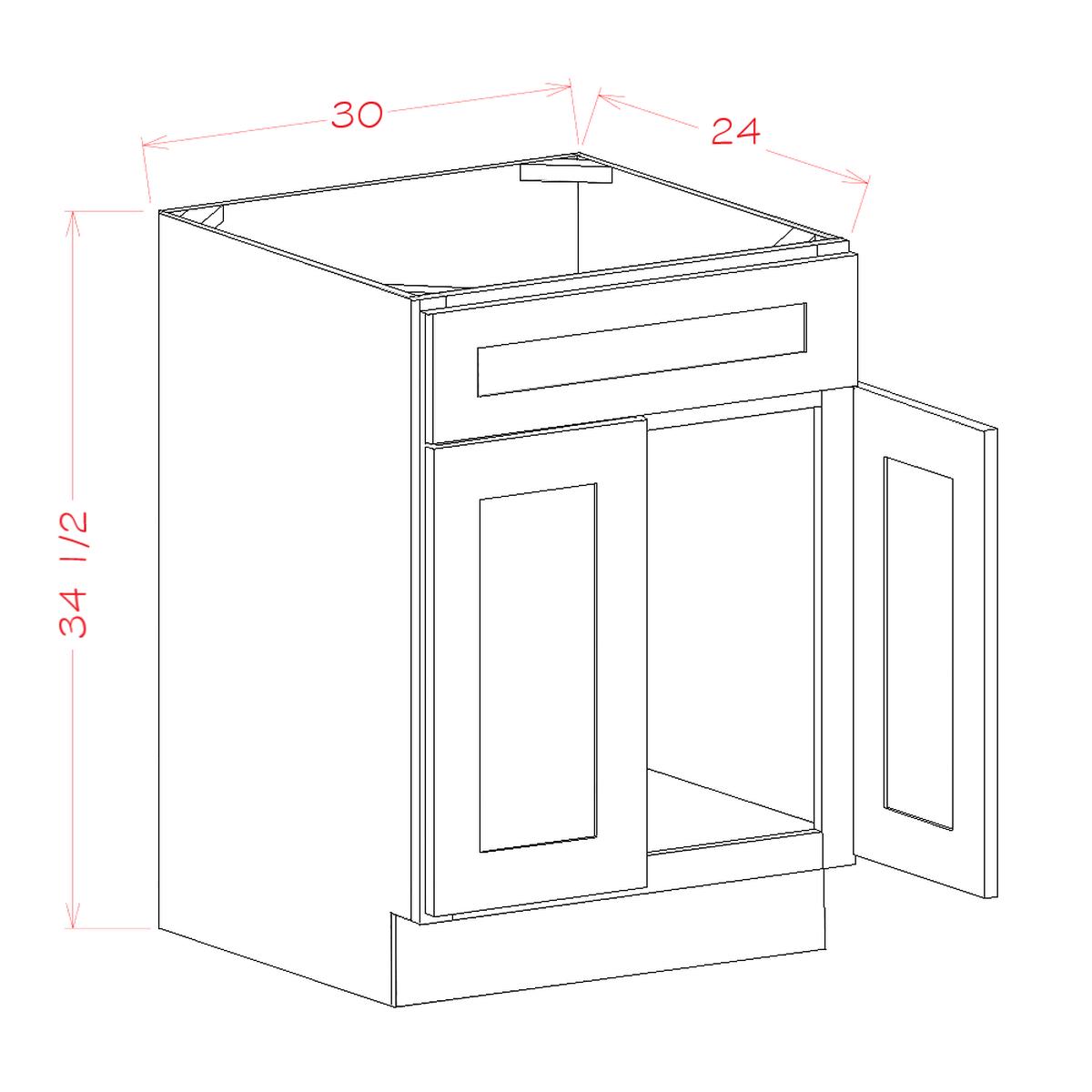 Shaker Dove 30" Sink Base w/ Single False Drawer Front