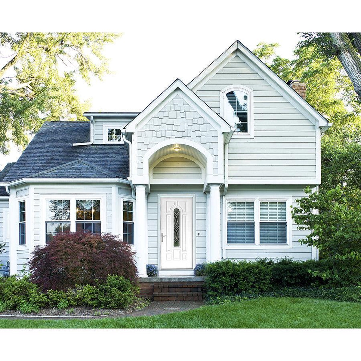 Therma-Tru Benchmark Doors TerraCourt 36-in x 80-in Fiberglass Center Arch Lite Left-Hand Inswing Ready to Paint Unfinished Prehung Single Front Door with Brickmould