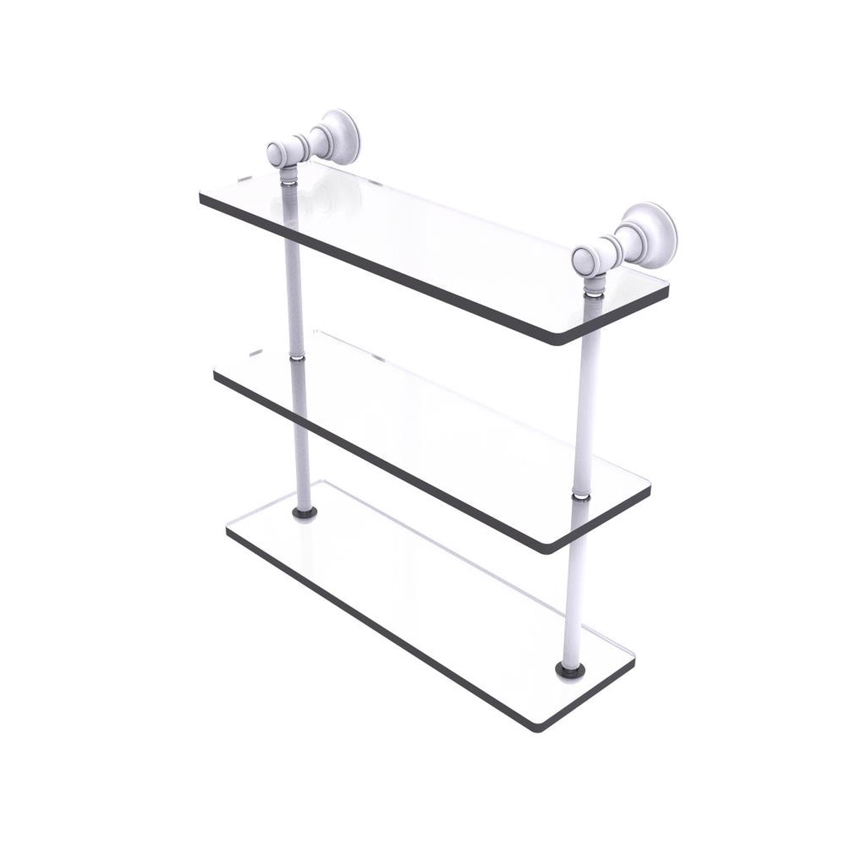 Allied Brass Carolina Matte White 3-Tier Brass Wall Mount Bathroom Shelf, 16 x 16 x 5 in