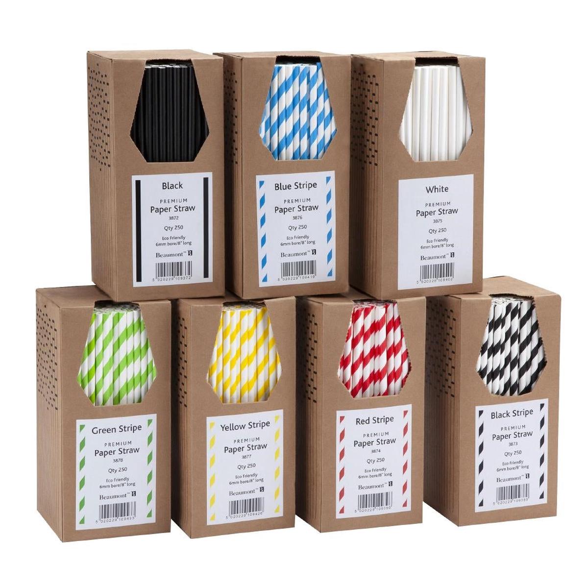 Beaumont 6mm Bore Paper Straw Black (Pack of 250) - CZ616