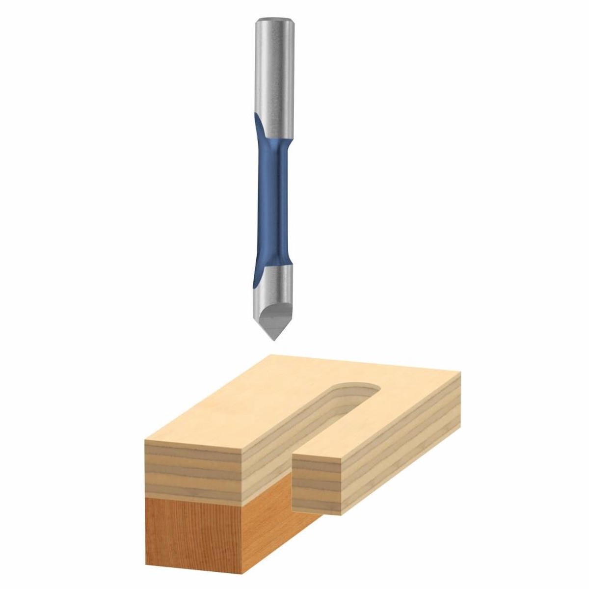 Bosch 1/4-in High-Speed Steel Straight Fluted Pilot Panel Router Bit, 3/4-in Cut Length