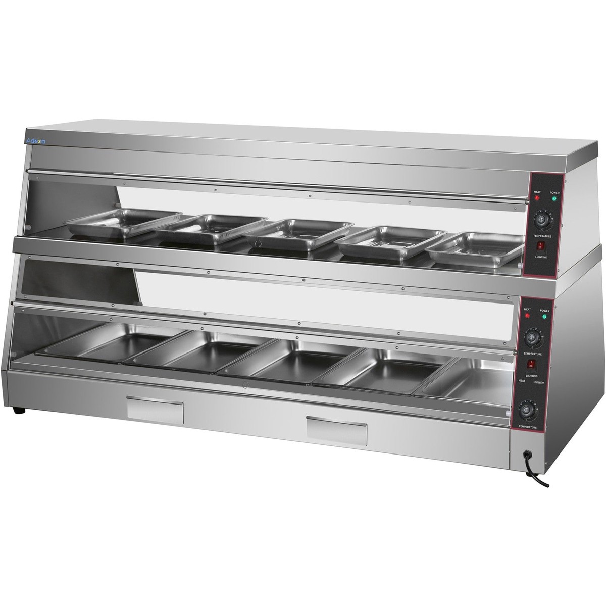 Commercial Two Tier Heated Showcase Food And Chicken Warmer 1800x760x860mm Countertop Dry Heat And Wet Heat | Hw6 Pa