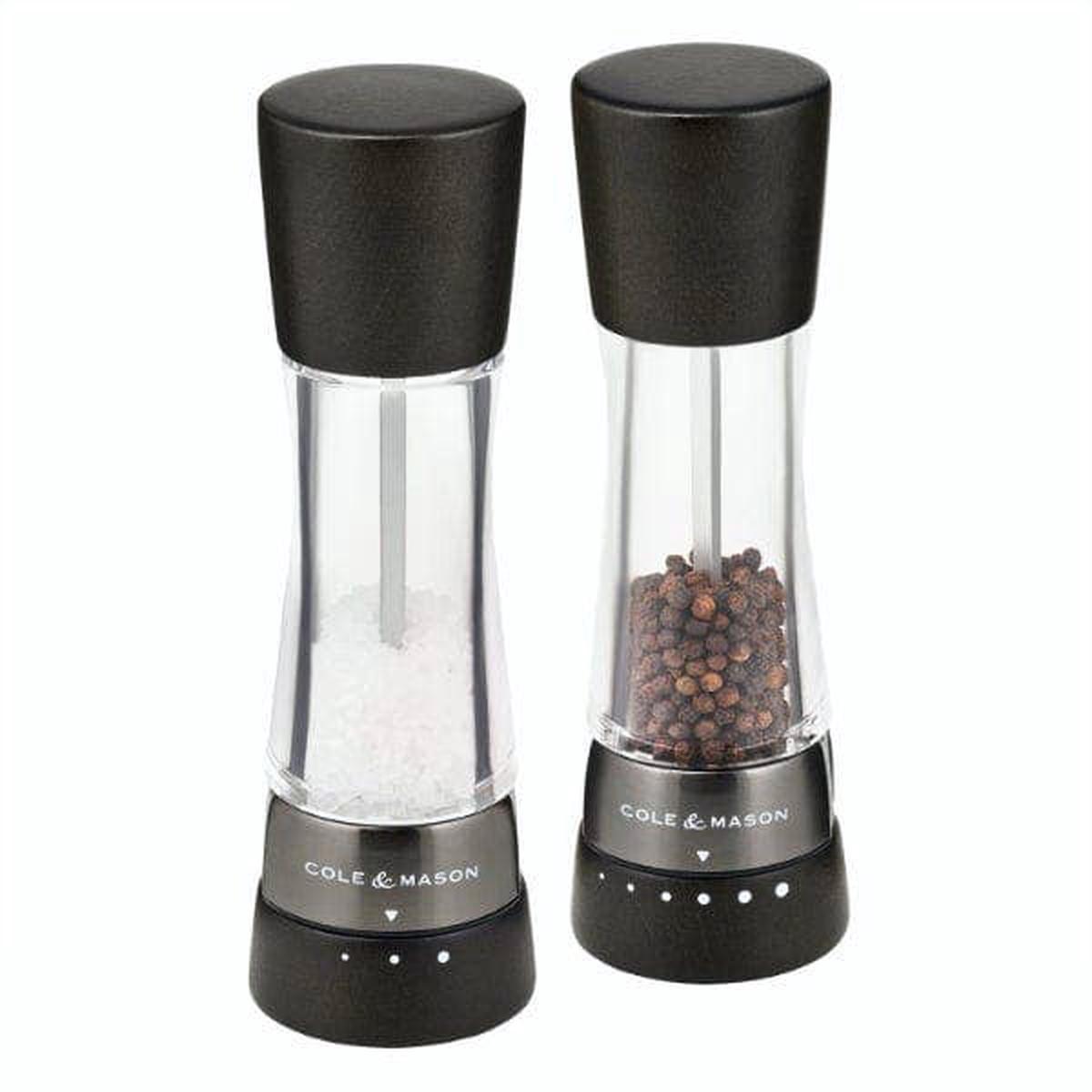 DERWENT SALT & PEPPER MILL SET BLACK WOOD