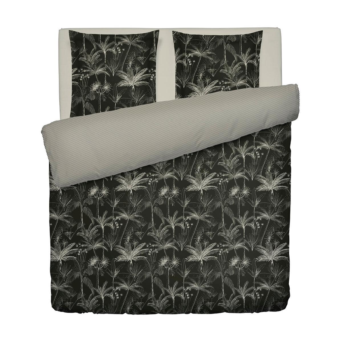 Duvet cover + pillowcase cotton satin - Eden noir Black - 240 x 220 cm + 2 x (80 x 80 cm)
