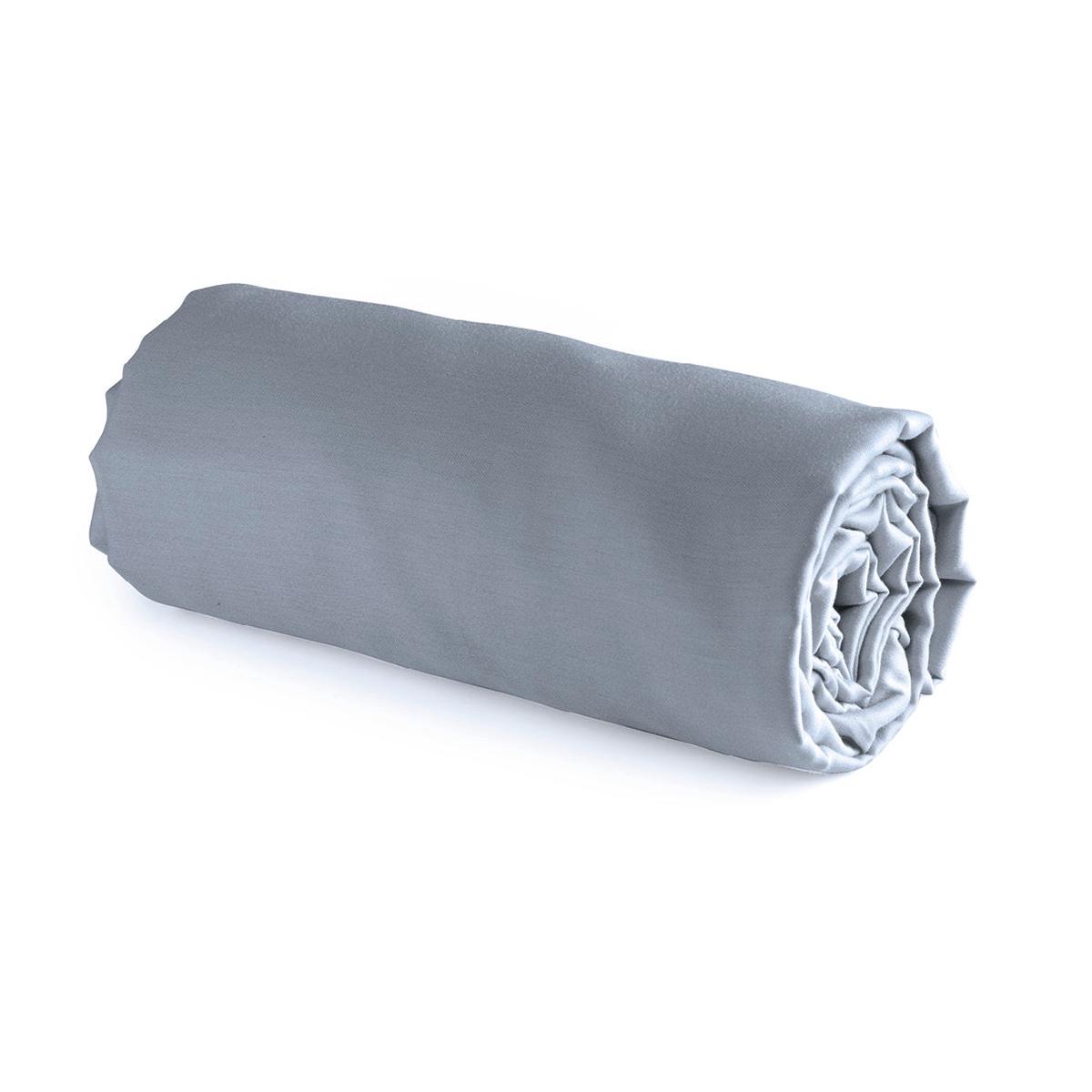 Fitted sheet washed cotton - Uni Light blue - 160 x 200 x 30 cm