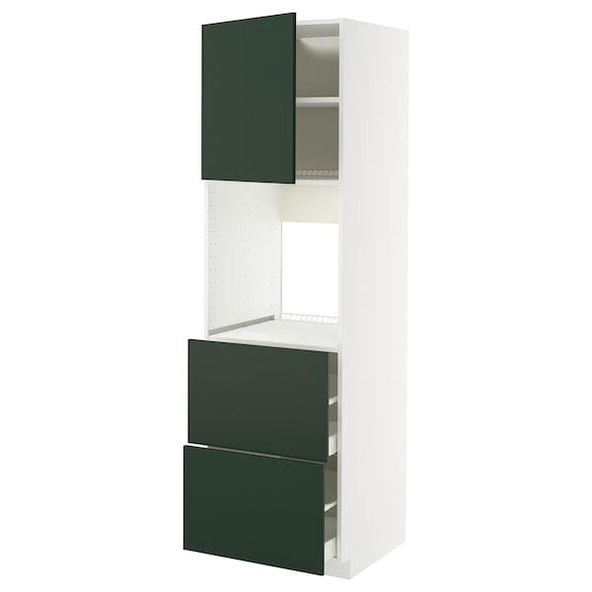 METOD / MAXIMERA hi cab f ov w dr/2 frnts/2 hi drwrs, white/Havstorp deep green, 60x60x200 cm
