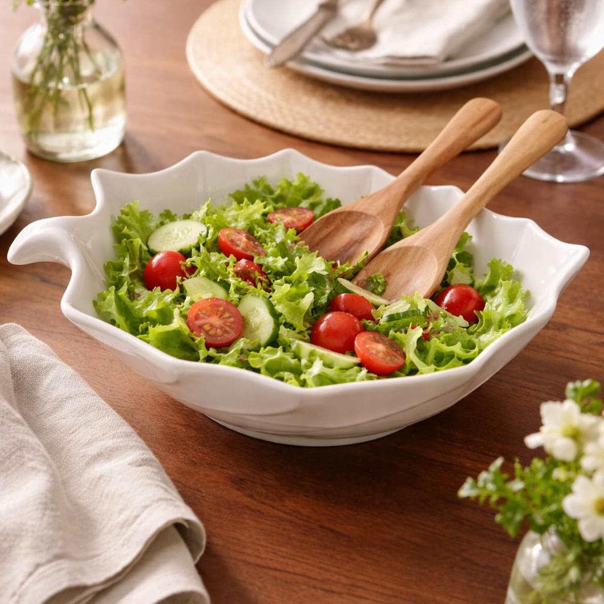 White Ceramic Leaf Shaped Serving Bowl