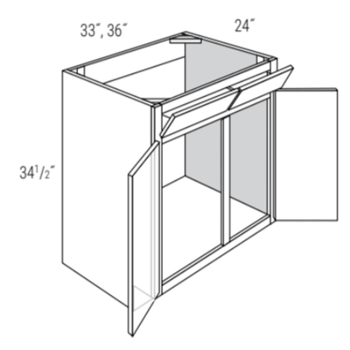 Rustic Shaker 36" Sink Base with Tilt Outs Pre-Assembled