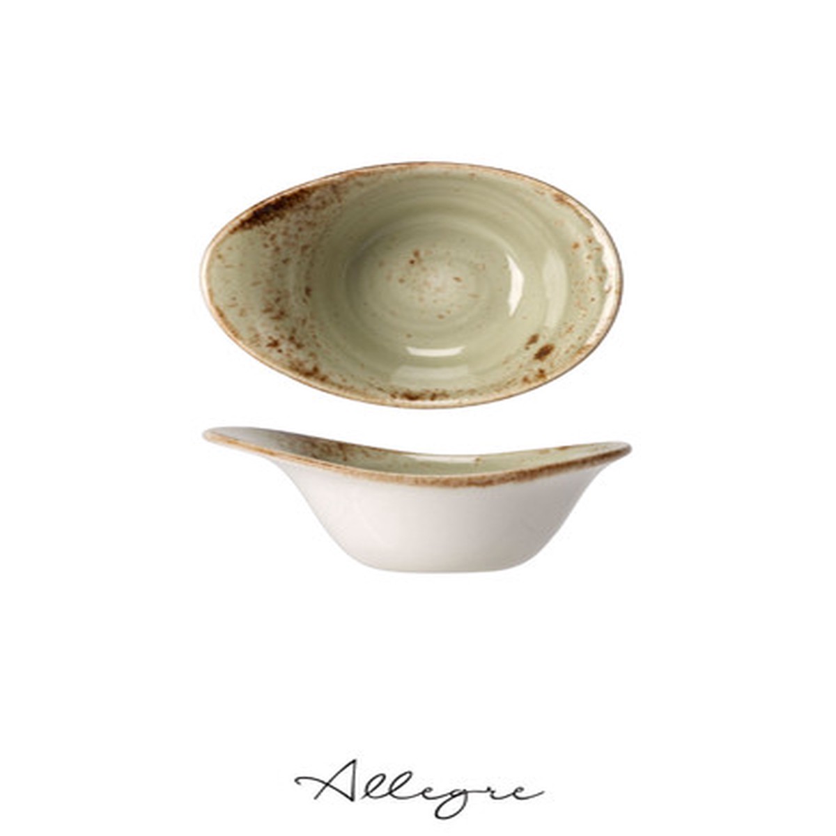 118 ml Ovalish Dipping Bowl for Sauces and Dips 5 in. - Speckled Green