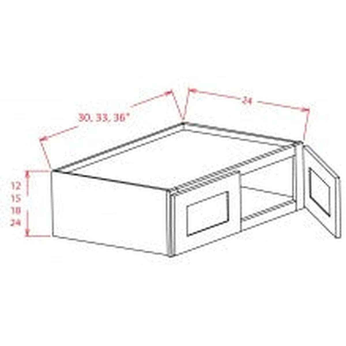 Rustic Shaker 36"W x 24"H Wall Refrigerator Cabinet Pre-Assembled