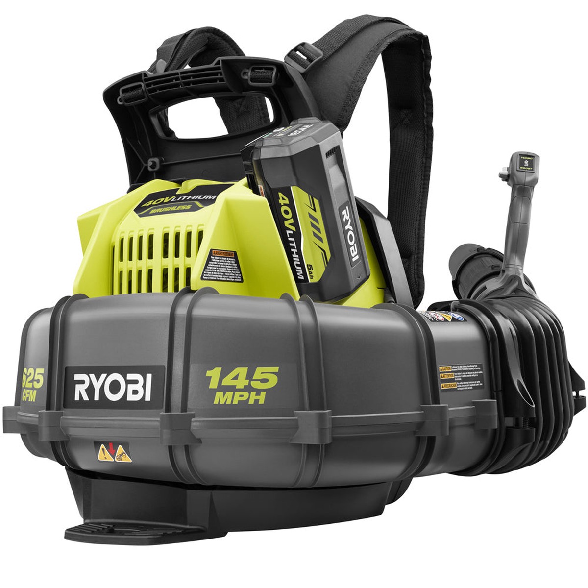 RYOBI Reconditioned 145 MPH 625 CFM 40-Volt Lithium-Ion Cordless Backpack Blower with 5.0Ah Battery and Charger