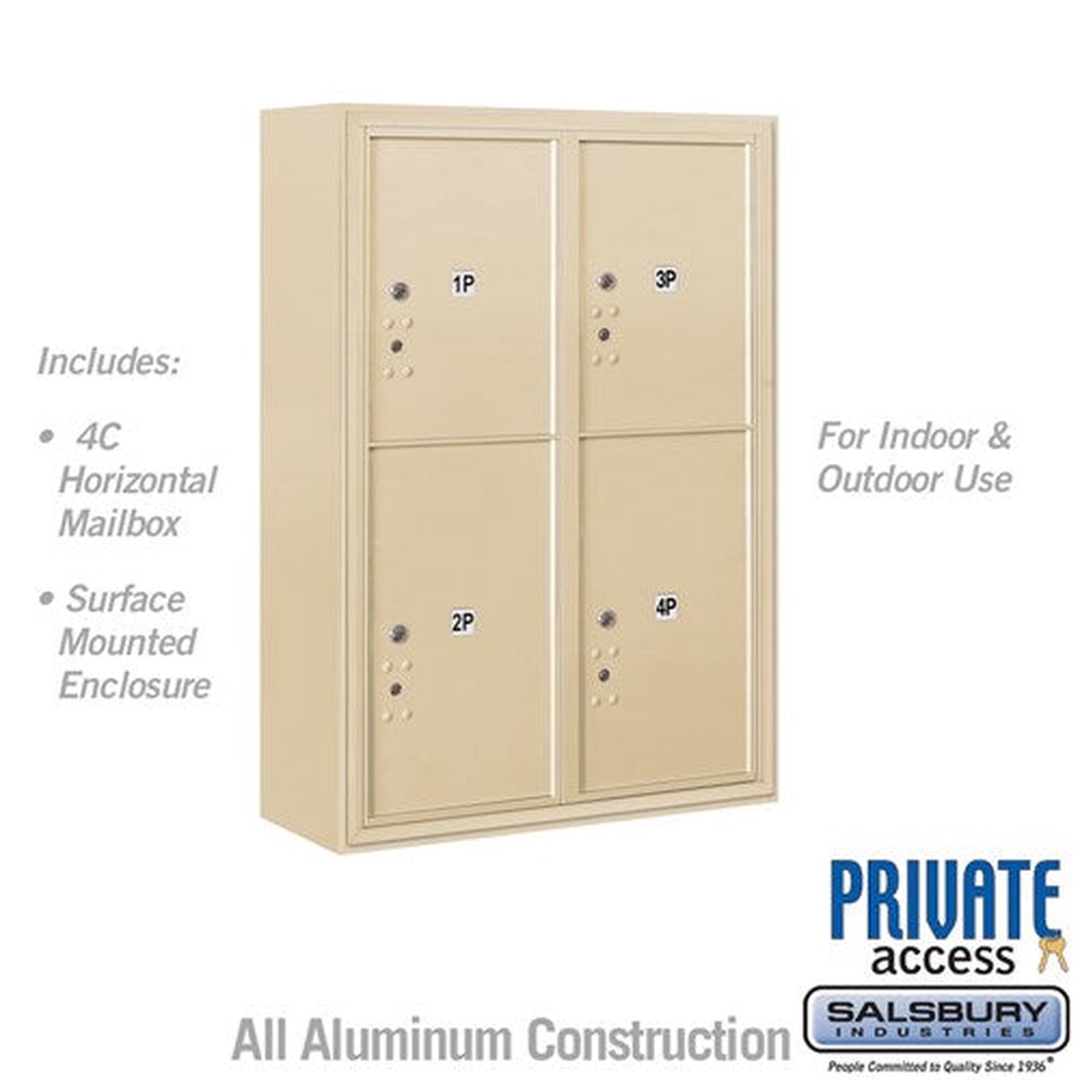 11 Door High Surface Mounted 4C Horizontal Parcel Locker with 4 Parcel Lockers in Sandstone