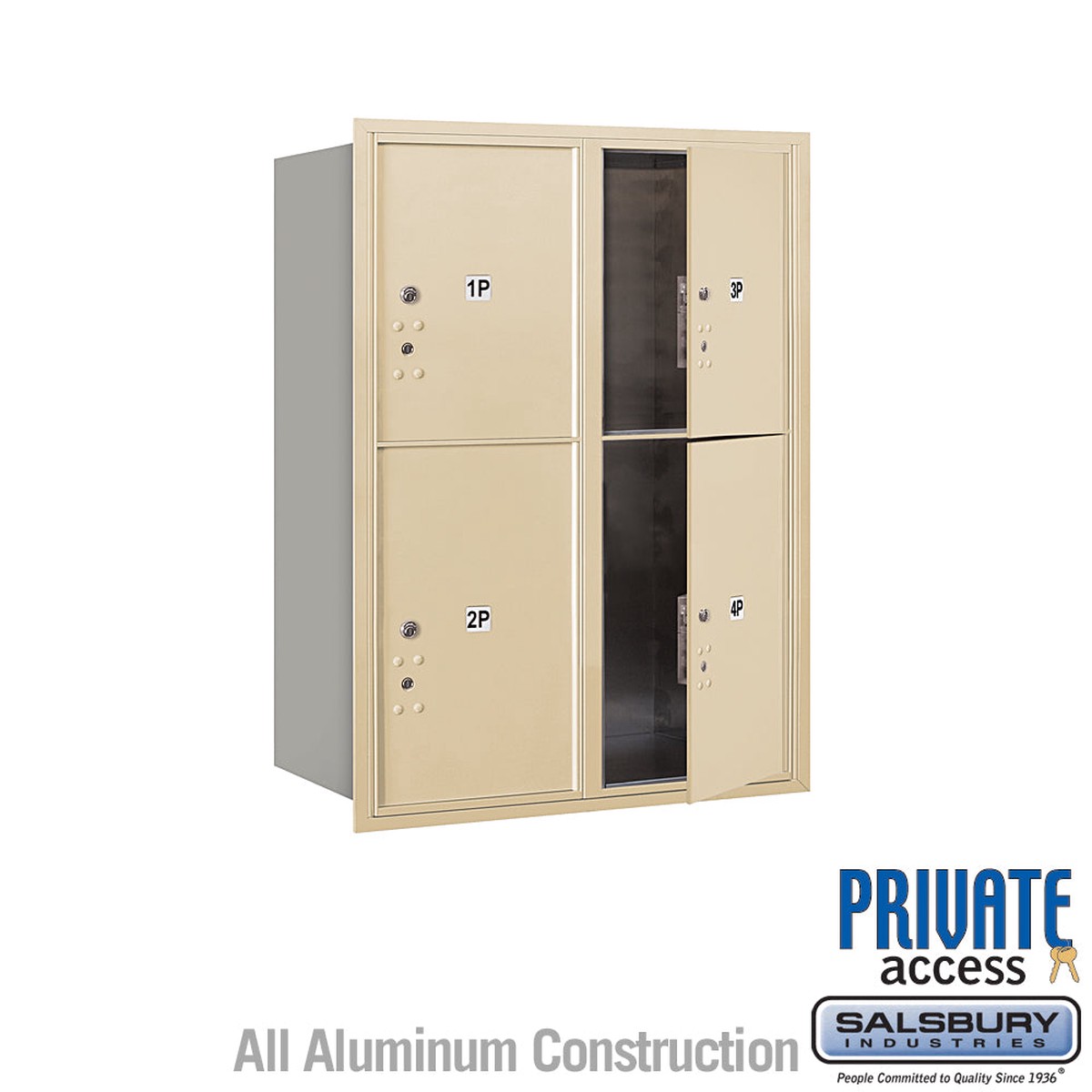 11-Door High Recessed Mounted Parcel Locker with 4 Parcel Lockers in Sandstone - Front Loading