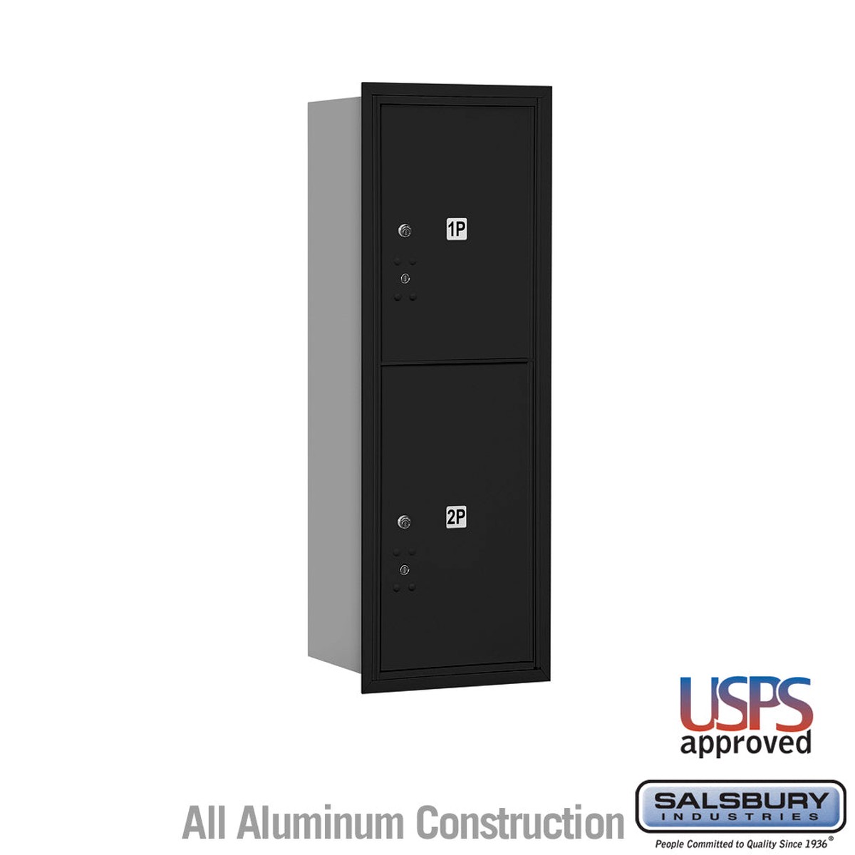 11-Door High Recessed Mounted Parcel Locker with 2 Parcel Lockers - Black, Rear Loading