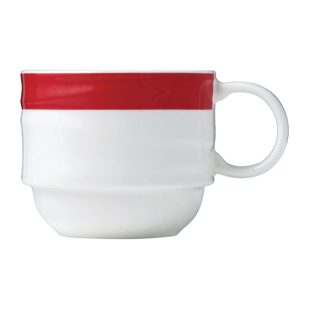 Royal Porcelain Maxadura Resonate Red Band Coffee Cup Stackable 265ml (12 Pack) (Pack of 12) PAS-FY901