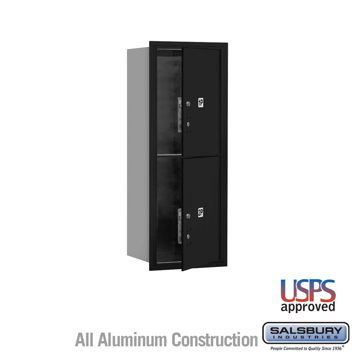10 Door High Recessed Mounted 4C Horizontal Parcel Locker with 2 Parcel Lockers in Black - USPS Access