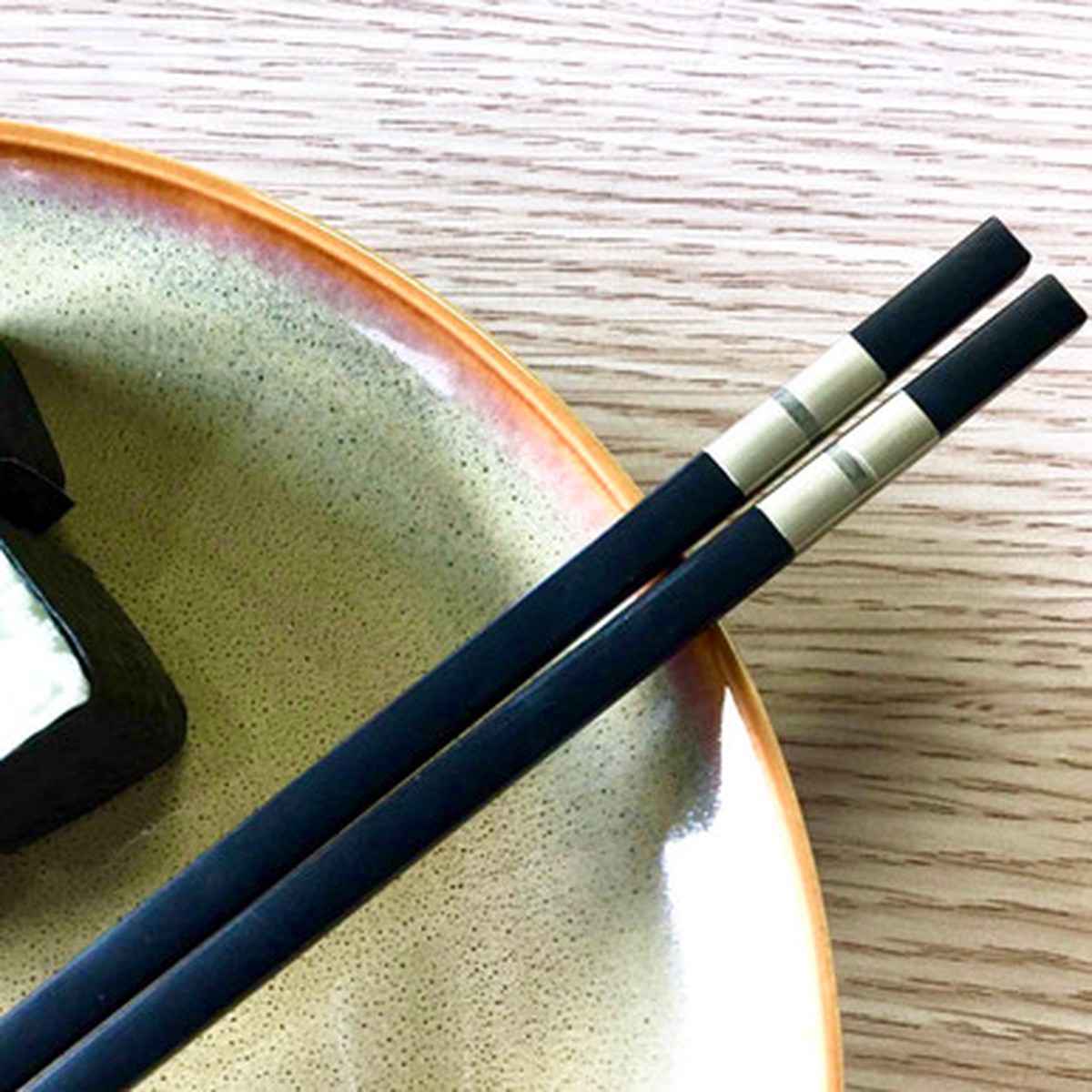 10.6 in. Black Chopsticks with Silver Color Tip, 1 Pair