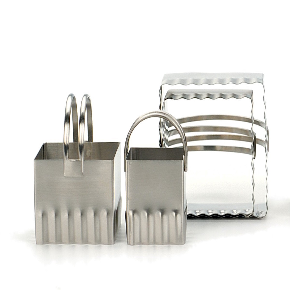 RSVP-International BSQ-4R Endurance Square Biscuit Cutters, Rippled