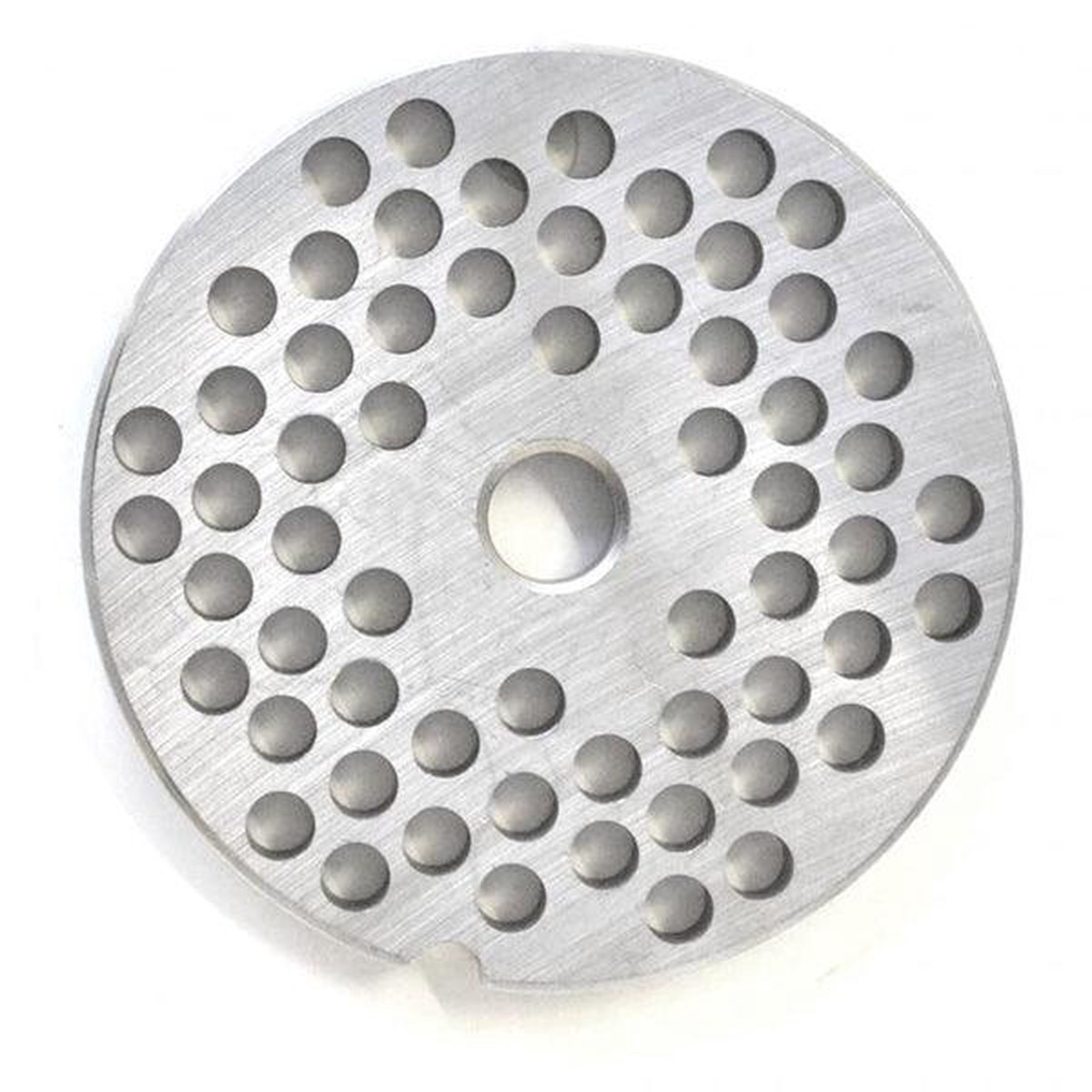 #22 Stainless Steel Hubless Machine Plate with Single Notch - 3-1/4" Diameter, 1/4" Hole Size - 11222