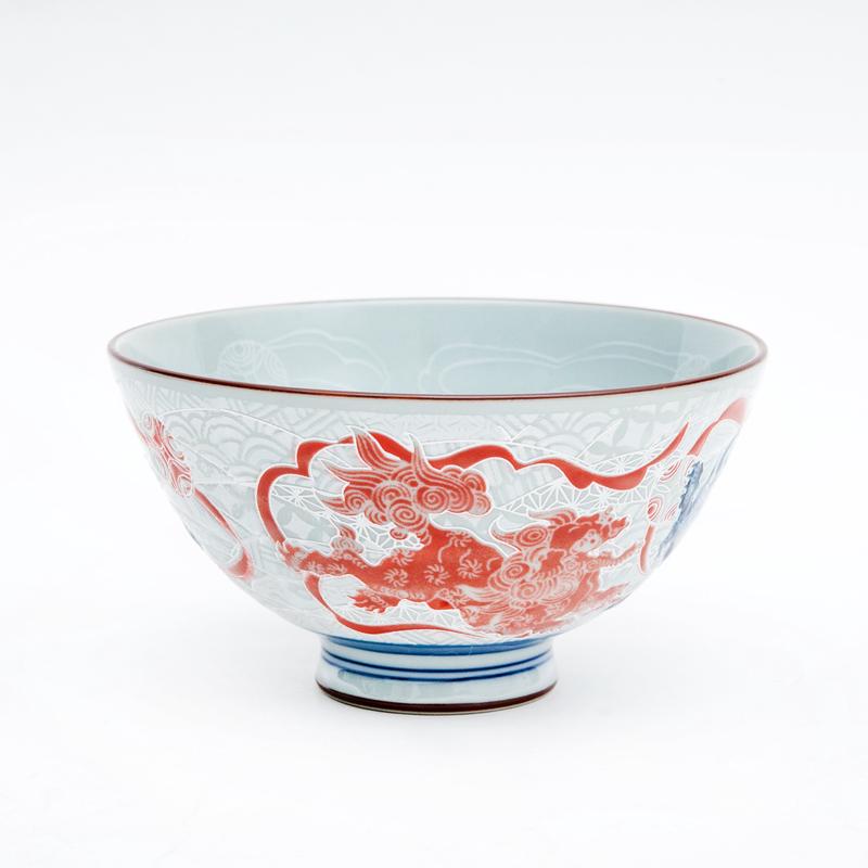 12.2cm Karashishi Lion Porcelain Rice Bowl  L