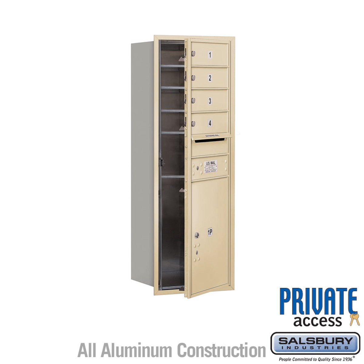 11 Door High Recessed Mounted 4C Horizontal Mailbox with Parcel Locker - Sandstone - Private Access