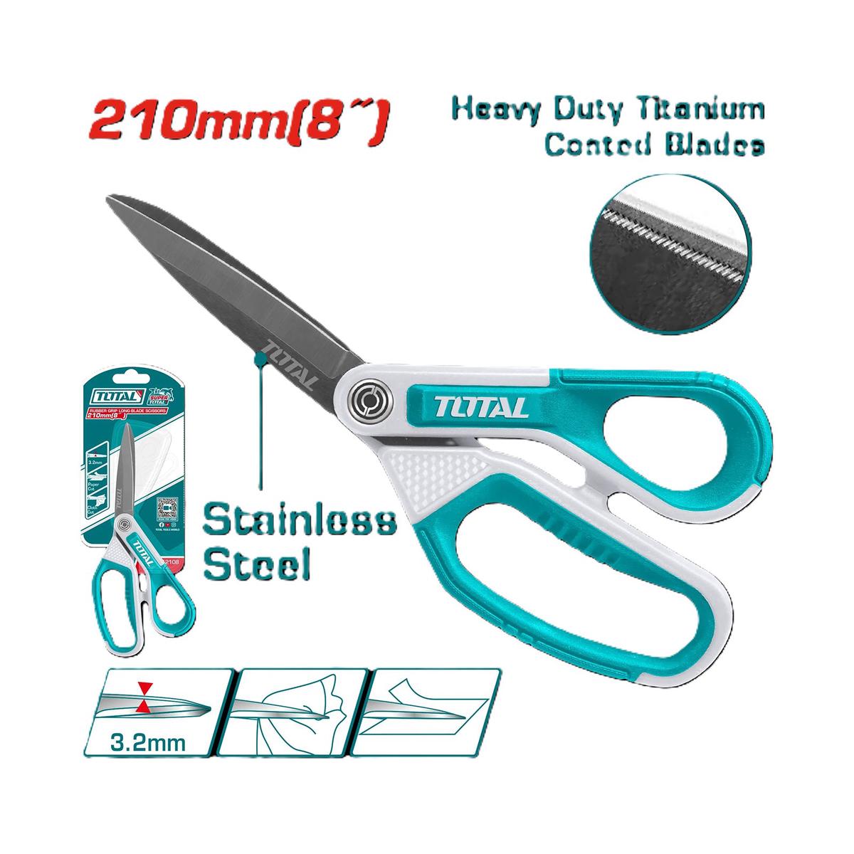 Rubber grip long-blade scissors