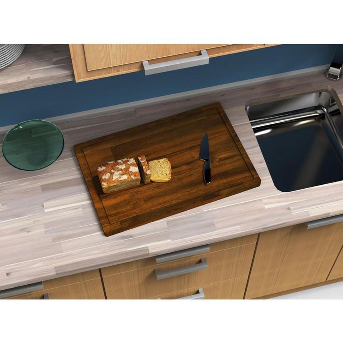 1 ft 375 in L x 1 ft W x 0758221 T Oiled Acacia Cutting Board Set with Brown Food-Safe Wood Oil Finish