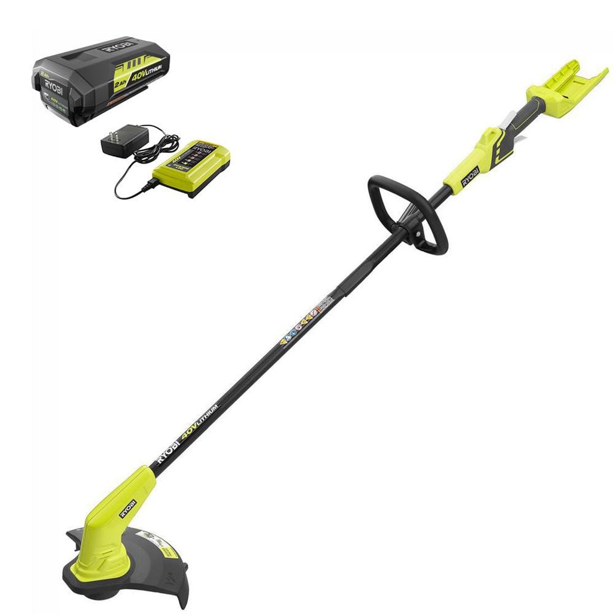 RYOBI 40V Lithium-Ion Cordless String Trimmer 2.0 Ah Battery and Charger Included (12 in.)