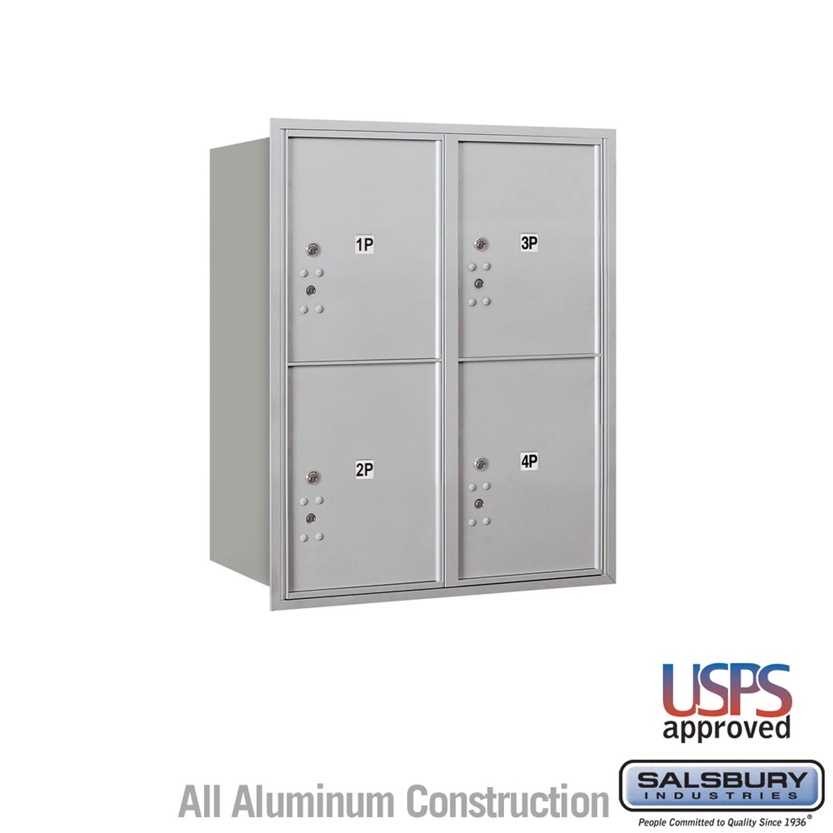 10-Door High Recessed Parcel Locker with 4 Parcel Lockers - Rear Loading
