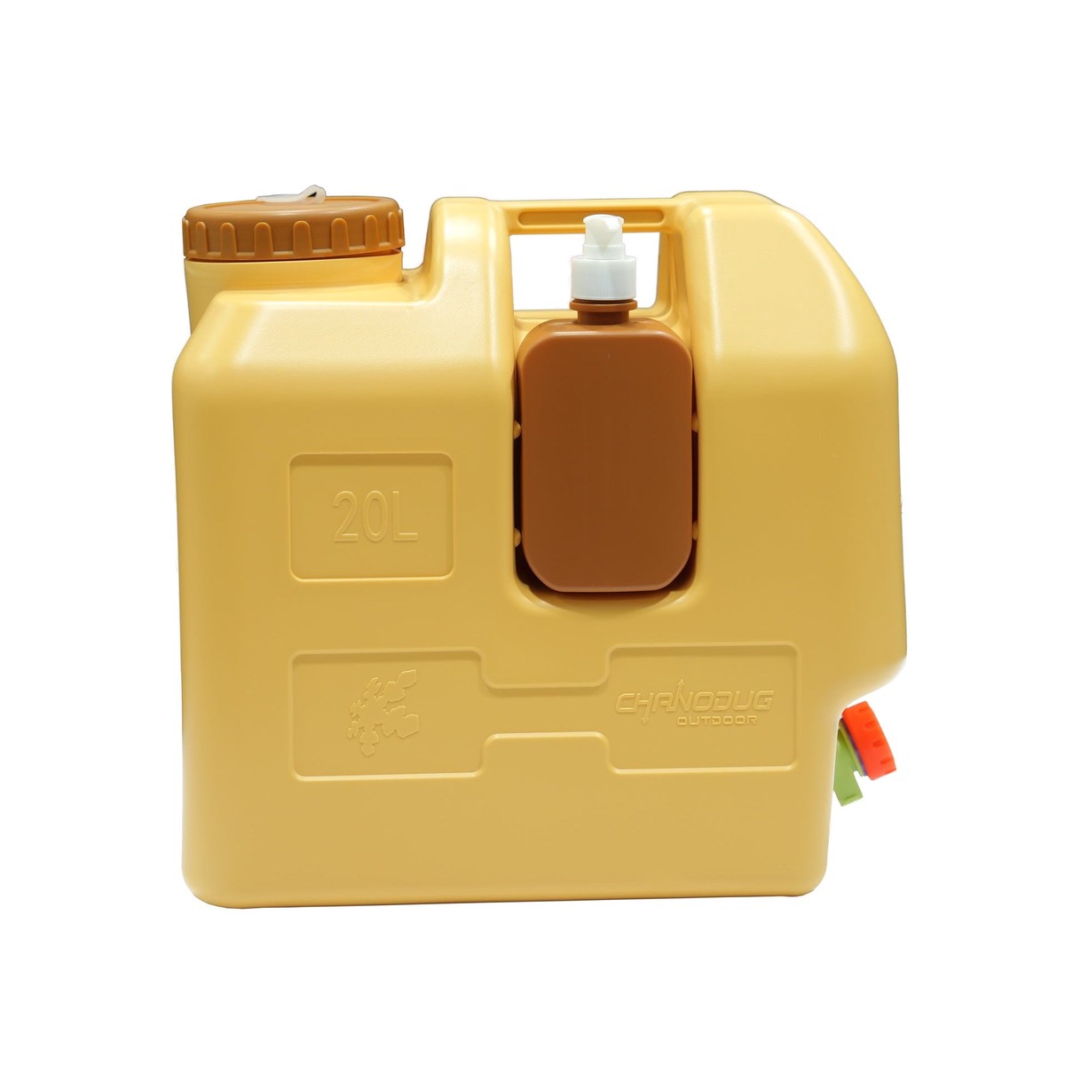 114-3 Jerry Can 20 Liter Camping Water Container With Tap & Soap Dispenser Beige