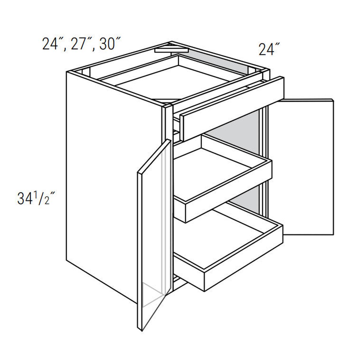 Rustic Shaker Slab 30" Base Cabinet w/ 2 Rollout Shelves Pre-Assembled