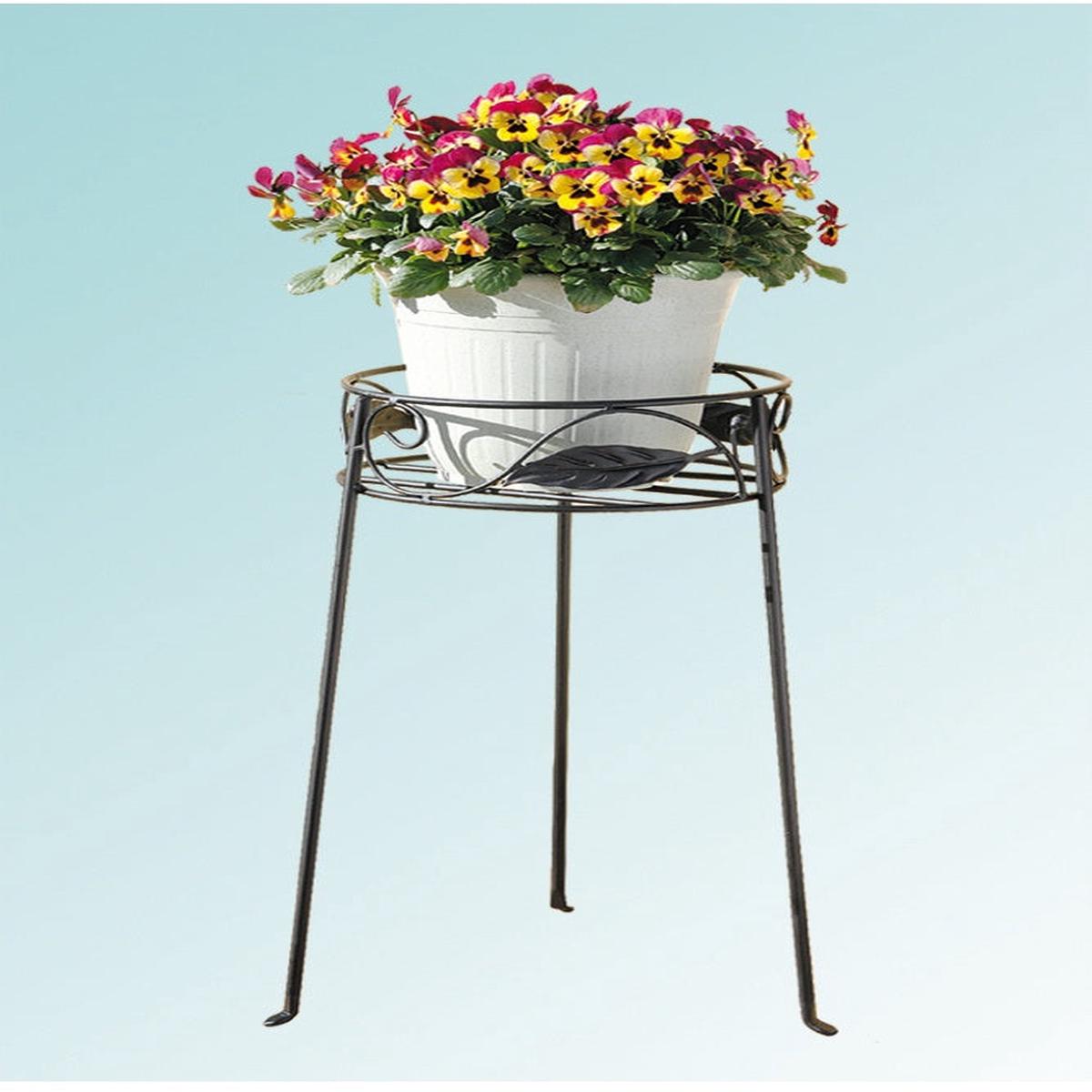 Pot Stand Leaf Design Single Pot - Black