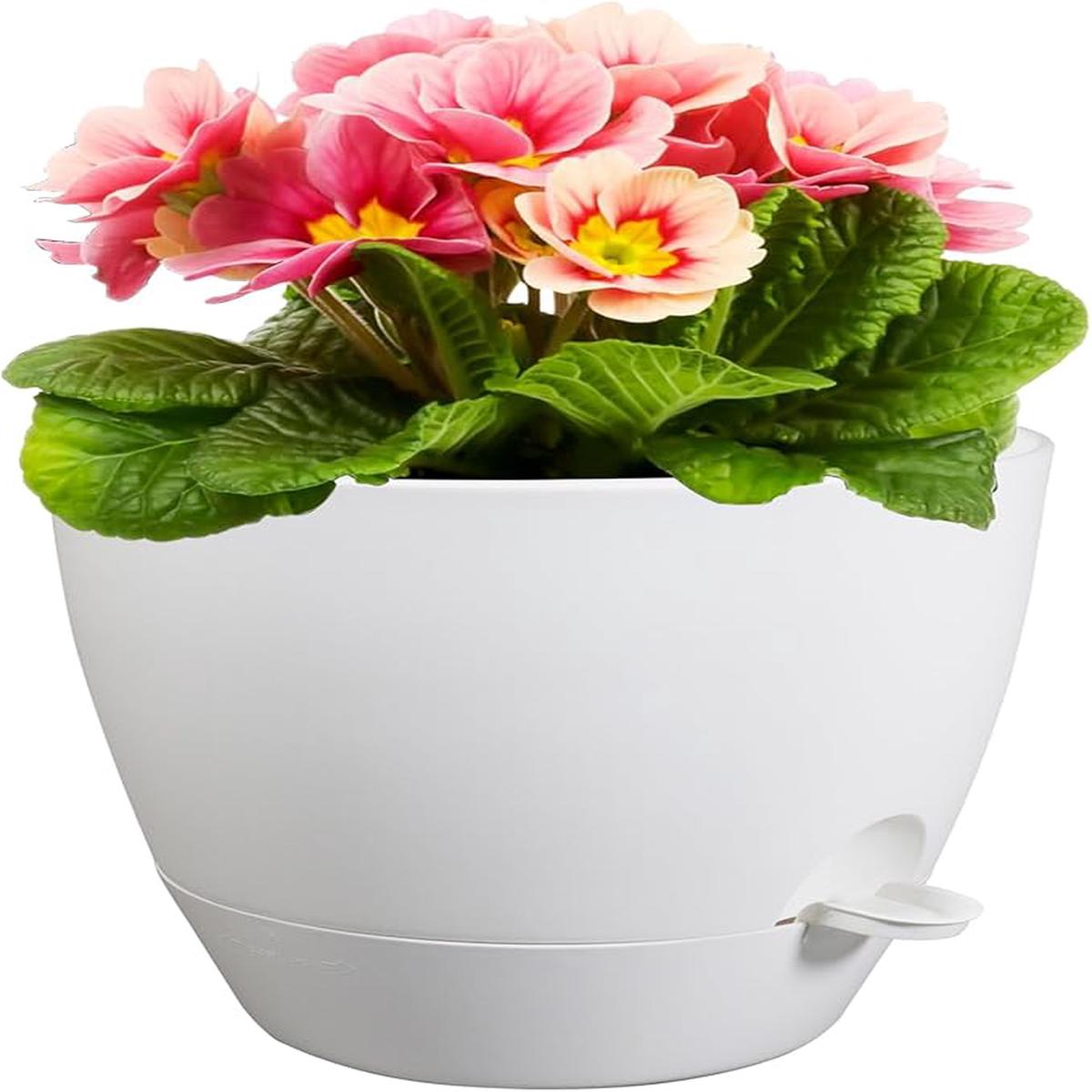 12 inch Large Self Watering Pots for Indoor Outdoor Plants, Plant Pots with Mesh Drainage Holes for Garden House Plants, Plastic Planters with Reservoir for Flower P