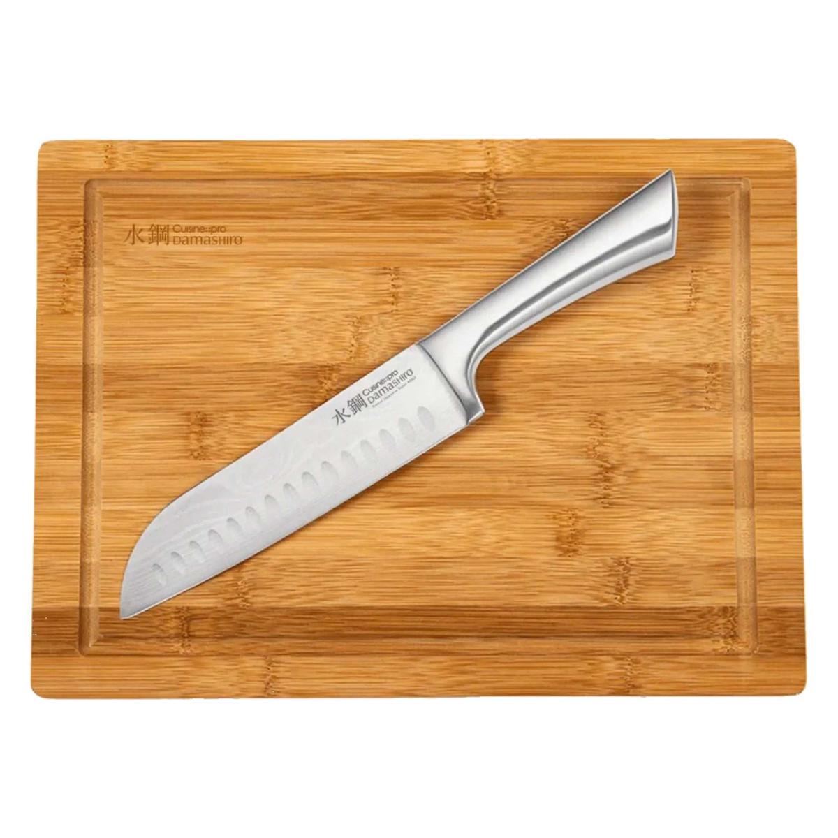 16.5 cm Damashiro Santoku Knife and Bamboo Cutting Board - Cuisine::pro