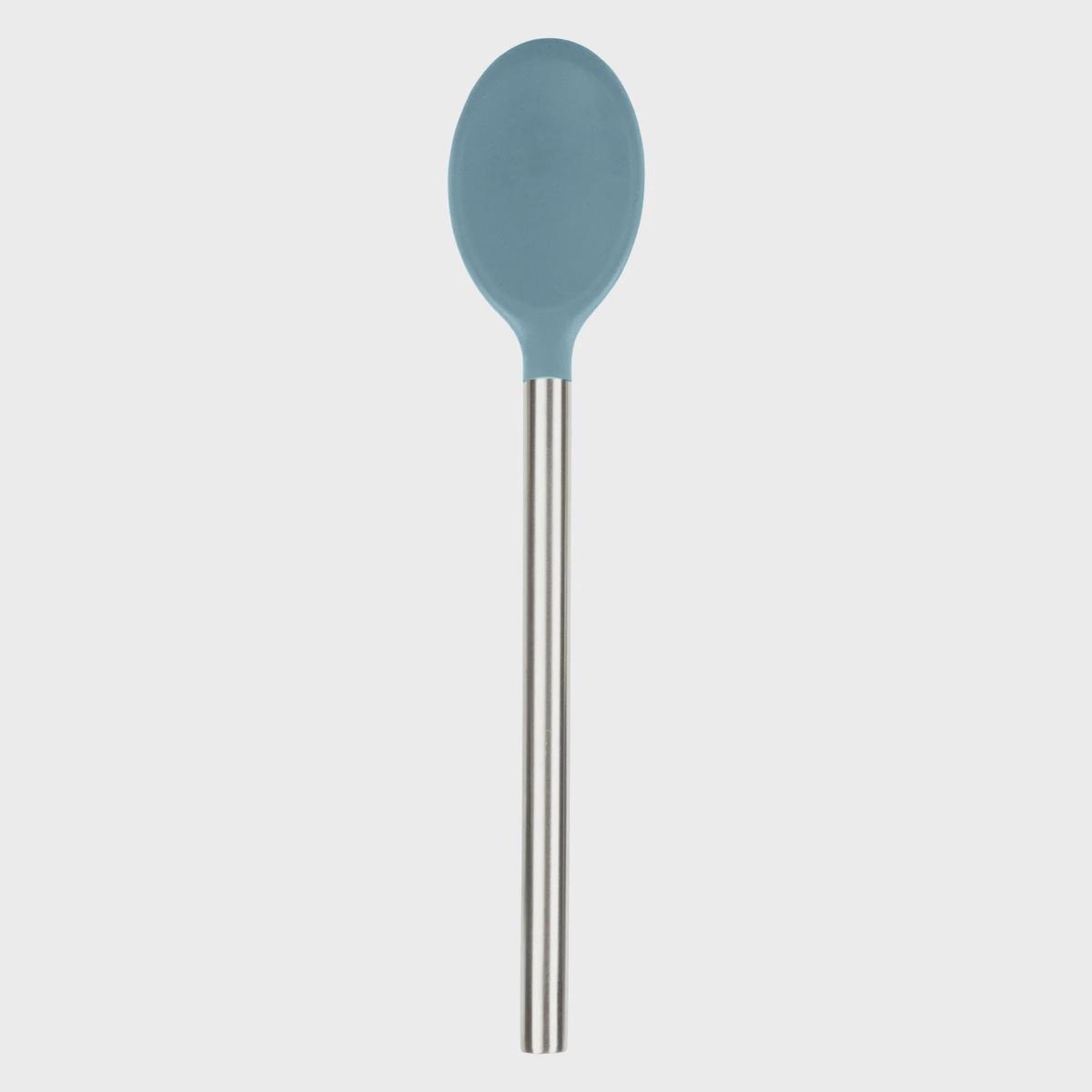 Silicone and Stainless Steel Mixing Spoon, Blue Slate