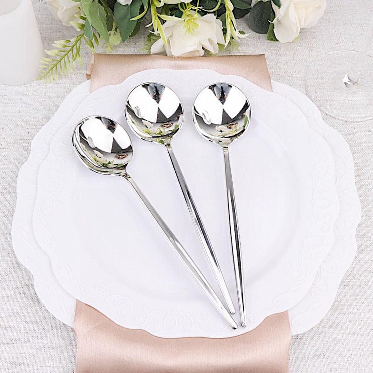24 pcs 8 in Heavy Duty Plastic Spoons Disposable Cutlery