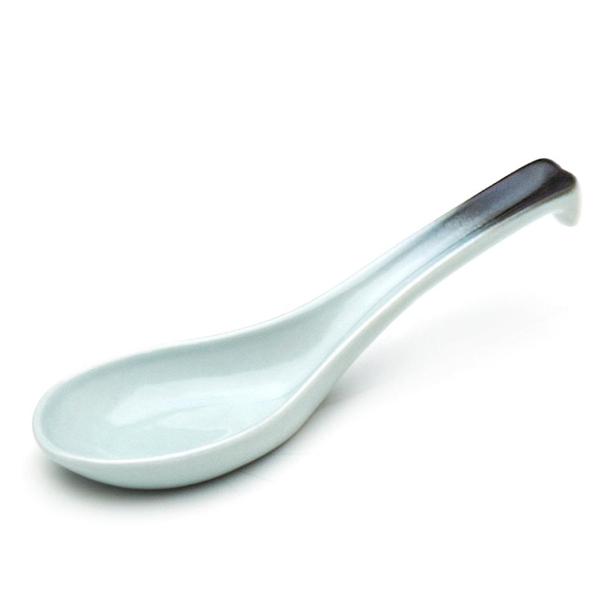 575L Porcelain Soup Spoon Reactive Glaze - BlueBlack