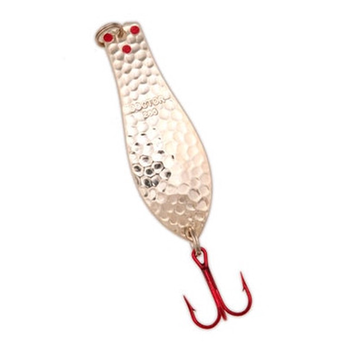 Yellow Bird - Premium Doctor Spoon with Red LazerSharp Hooks in (PM401) Hammered Nickel - 2.5" 3/8oz