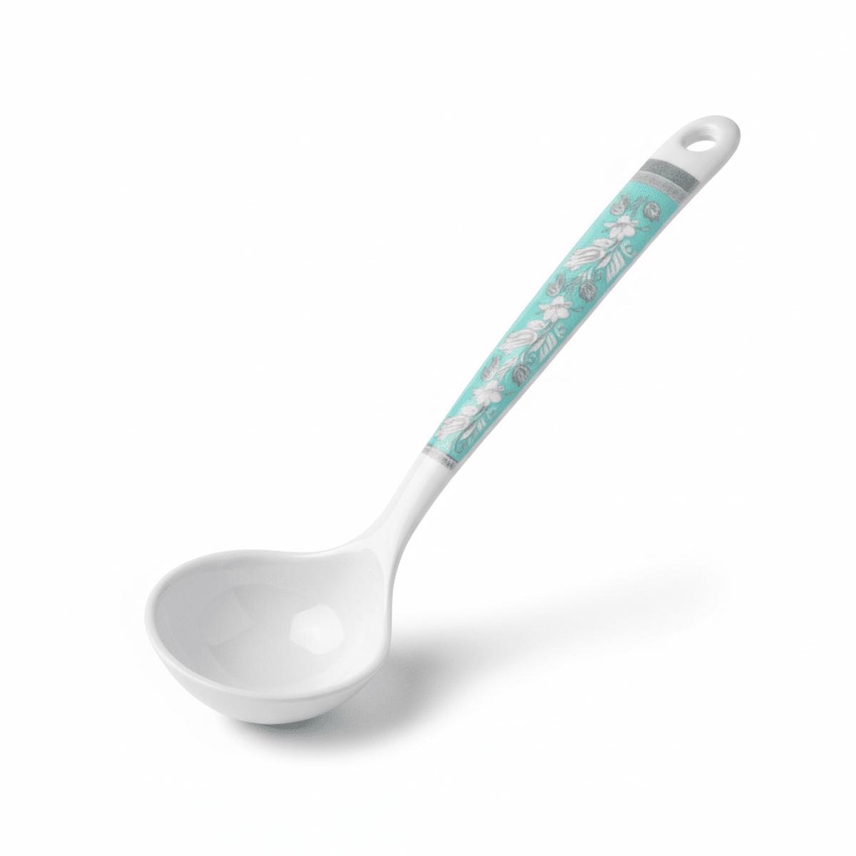 Royalford Blue Accent Melamine Spoon  8" White