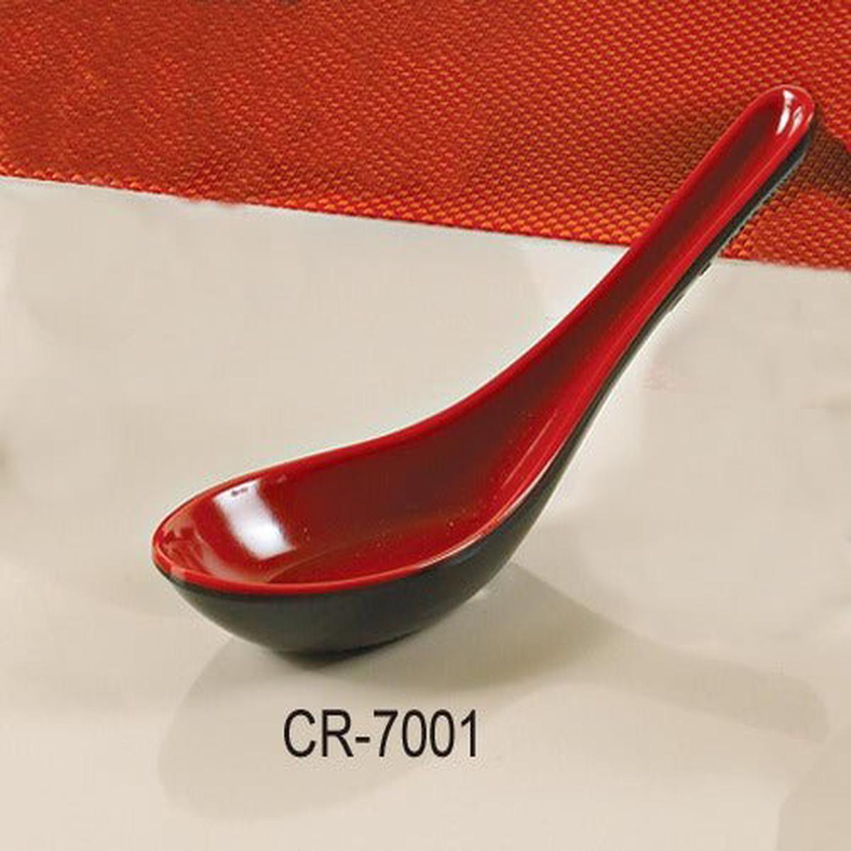 Yanco CR-7001 Black and Red Two-Tone Soup Spoon, 5.5, Melamine, Black/Red, Pack of 72