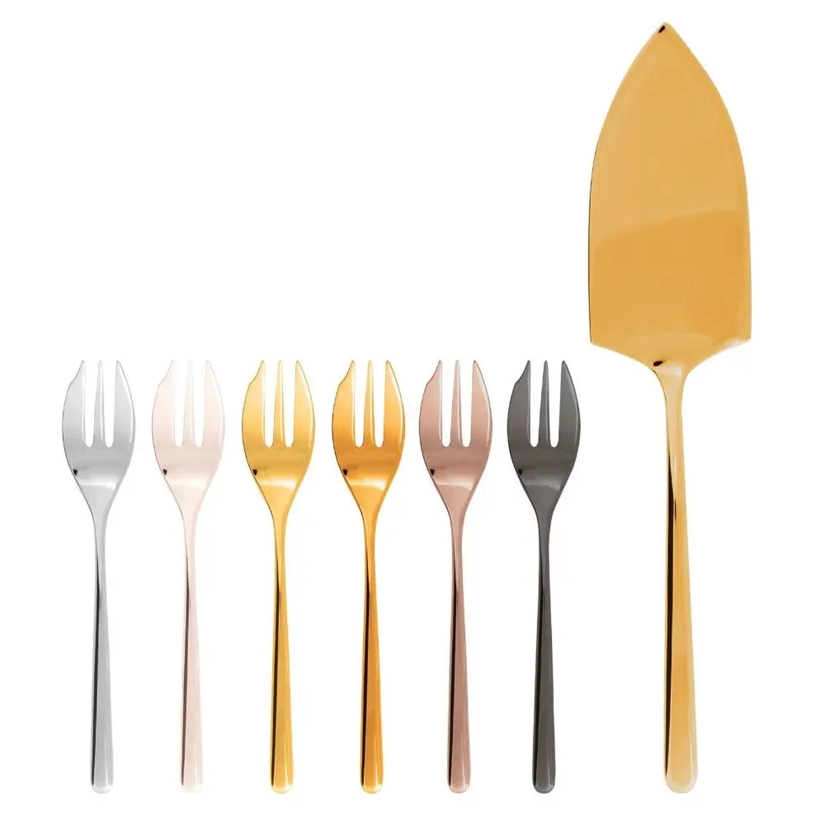 Sambonet Linear Mix & Play set 6 cake forks and cake server