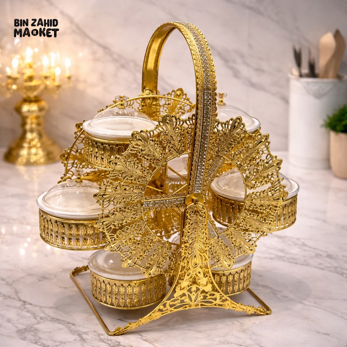 ROYAL GOLD ROTATING DRY FRUIT SERVING SET
