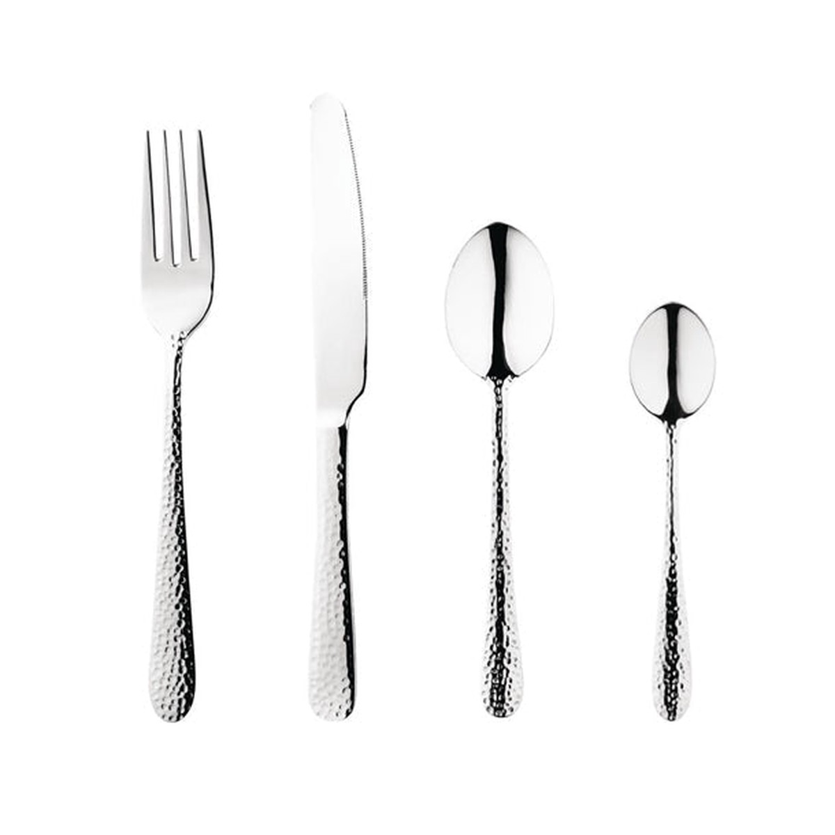48-Piece Cutlery Set High-Polish Hammered Handles 18/10 Stainless Steel Elegant Dining & Entertaining